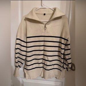 Cream and Black Striped Sweater